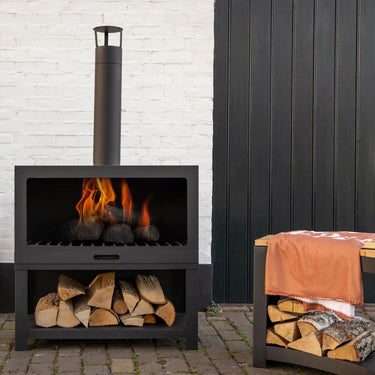 Gartenofen L - mit Holzlagerung - Schwarz - Esschert Design