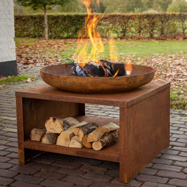 Esschert Design - Feuerschale mit Holzlager 60 cm Rost